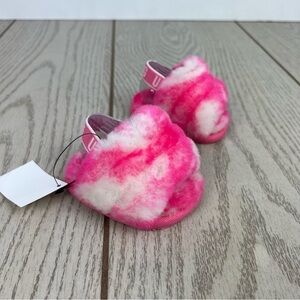 UGG Infant Fluff Yeah Furry Fuzzy Sandals 0/1 XS 0-6 months Pink Marble $55